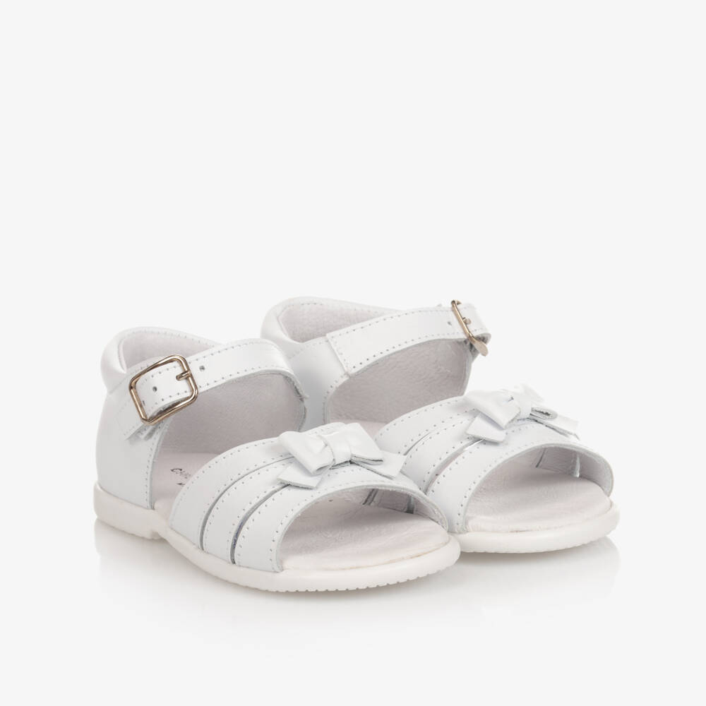 Children's Classics-Girls White Leather Sandals | Childrensalon