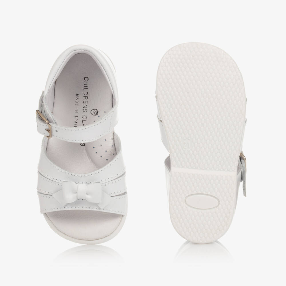 Children's Classics-Girls White Leather Sandals | Childrensalon