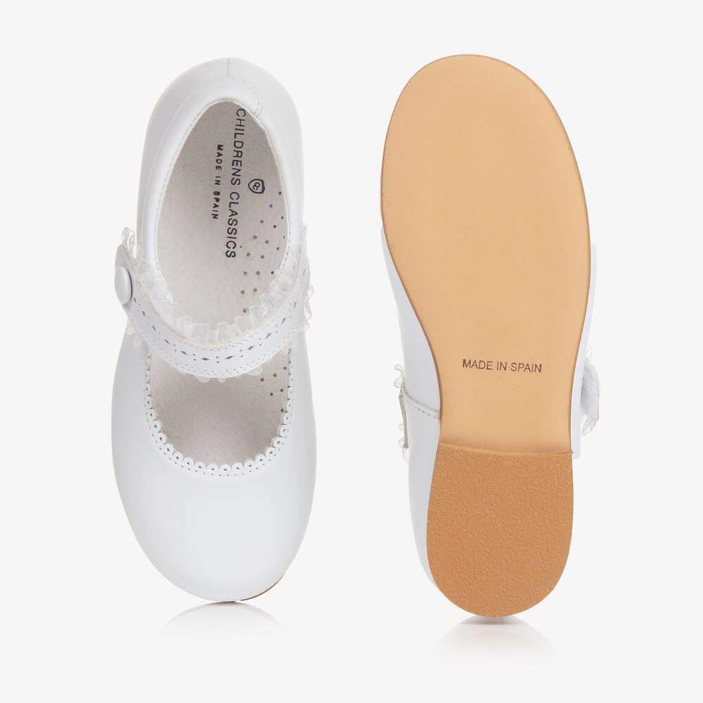 Children's Classics-Girls White Leather Shoes | Childrensalon