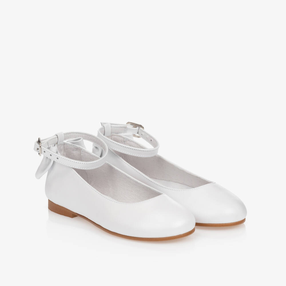 Children's Classics-Girls White Leather Shoes | Childrensalon
