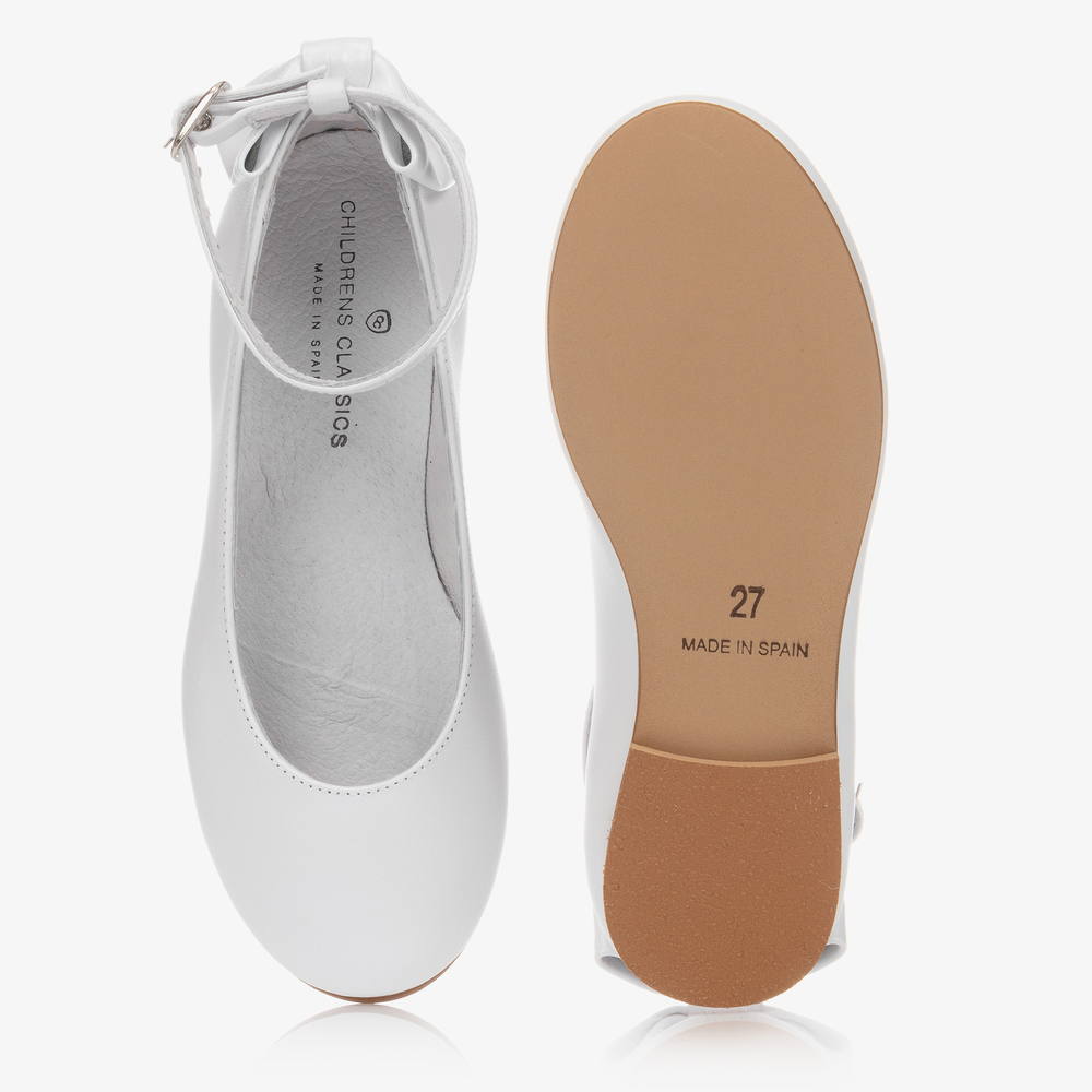 Children's Classics-Girls White Leather Shoes | Childrensalon