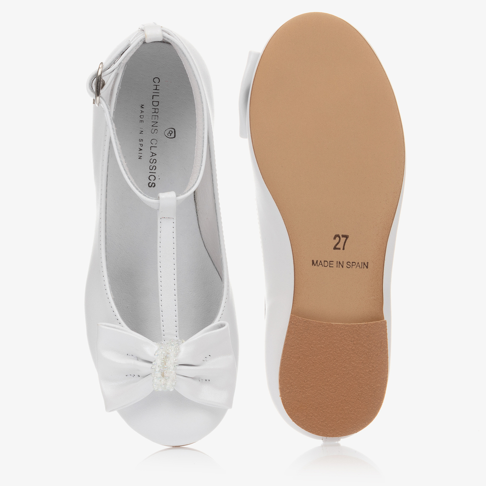 Children's Classics-Girls White Leather Shoes | Childrensalon