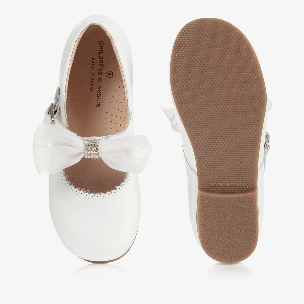 Children's Classics-Girls White Leather Shoes | Childrensalon