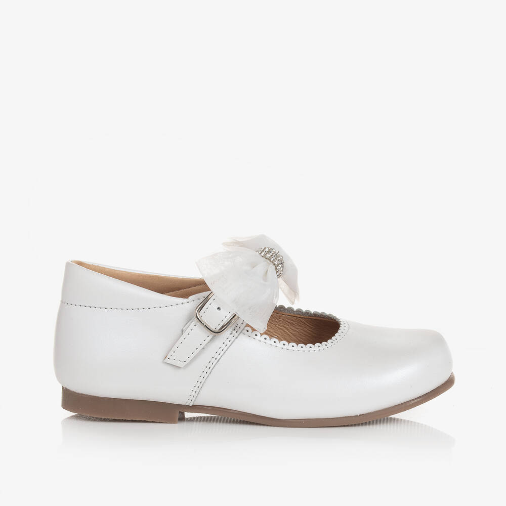 Children's Classics-Girls White Leather Shoes | Childrensalon