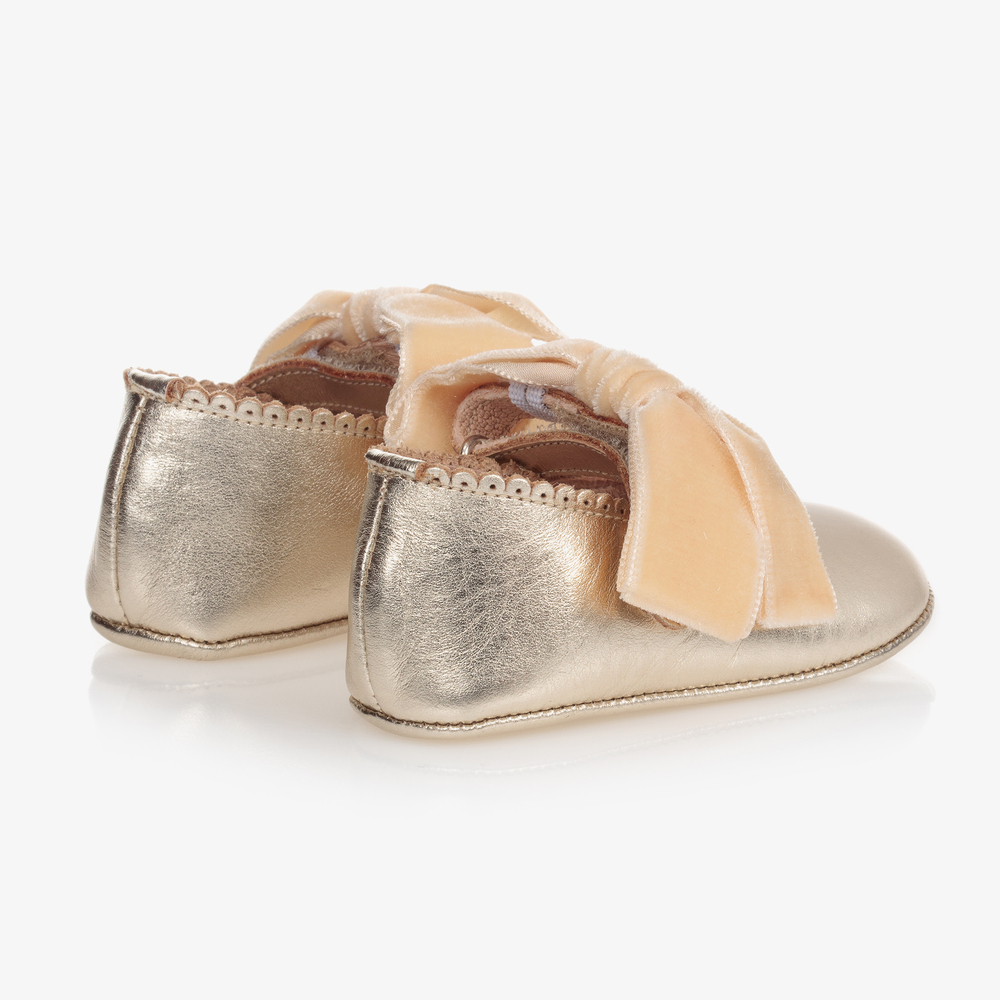 Children's Classics-Gold Bow Pre-Walker Shoes | Childrensalon