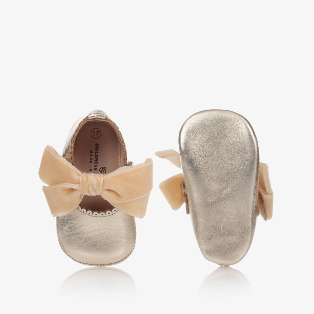 Children's Classics-Золотистые пинетки с бантиками | Childrensalon