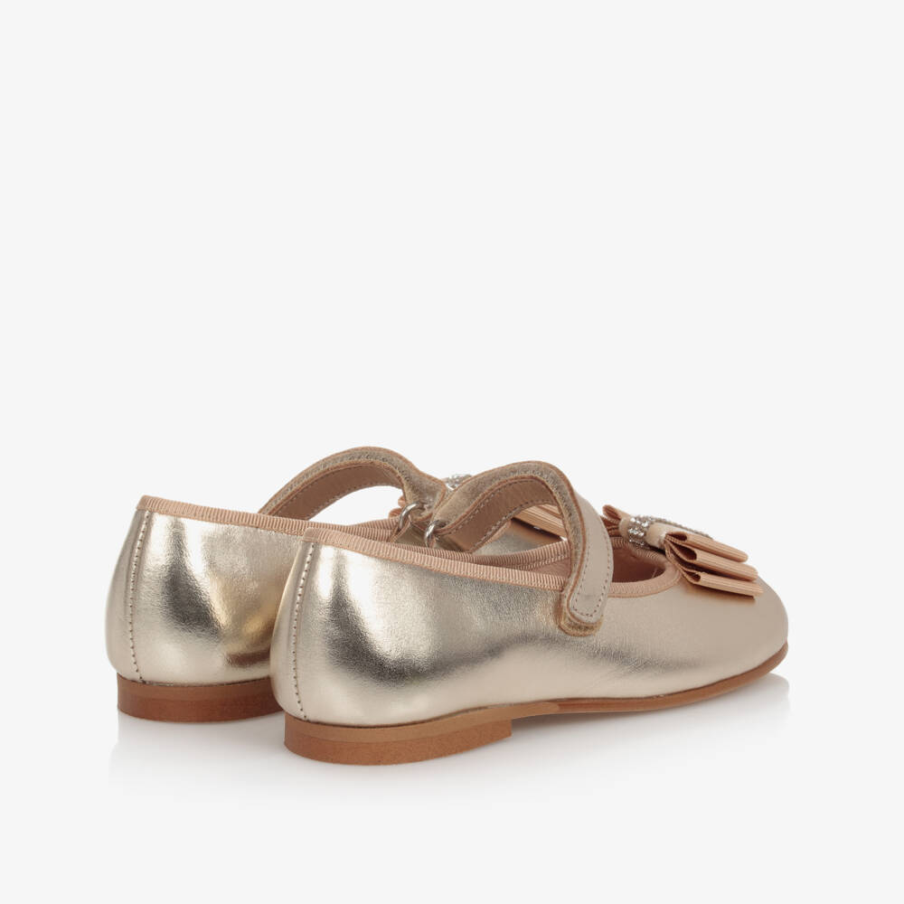 Children's Classics-حذاء بمب جلد لون ذهبي للبنات | Childrensalon