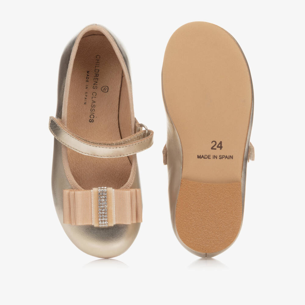 Children's Classics-حذاء بمب جلد لون ذهبي للبنات | Childrensalon