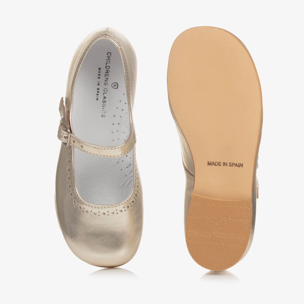 Children's Classics-Gold Leather Mary Jane Shoes | Childrensalon