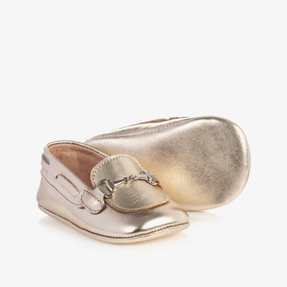 Children's Classics-Gold Leather Pre-Walker Shoes  | Childrensalon
