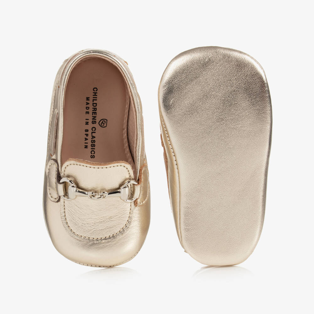 Children's Classics-Золотистые кожаные пинетки | Childrensalon