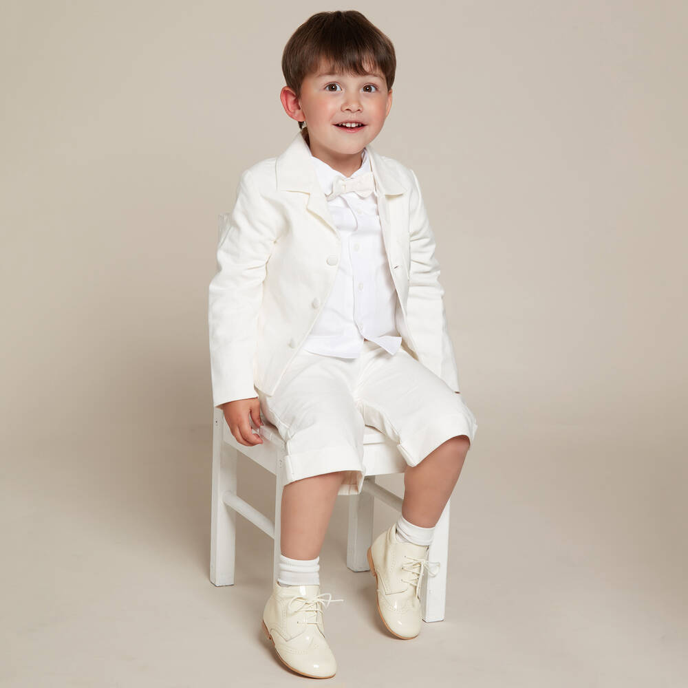 Children's Classics-Ivory Patent Leather Boots | Childrensalon
