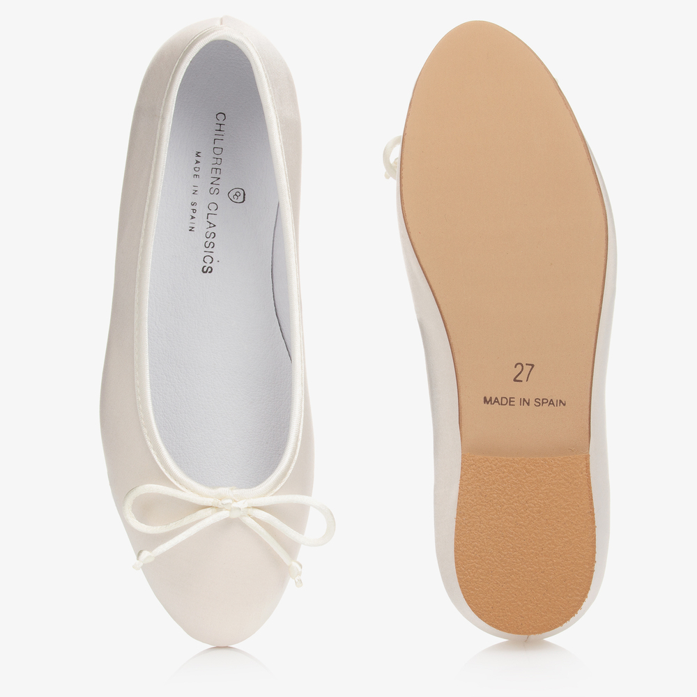 Children's Classics-Кремовые атласные балетки | Childrensalon