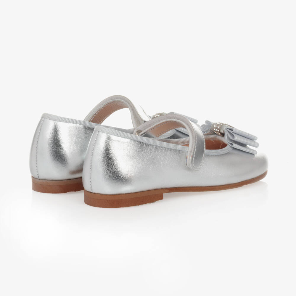 Children's Classics-Metallic Silver Leather Ballerina Pumps | Childrensalon