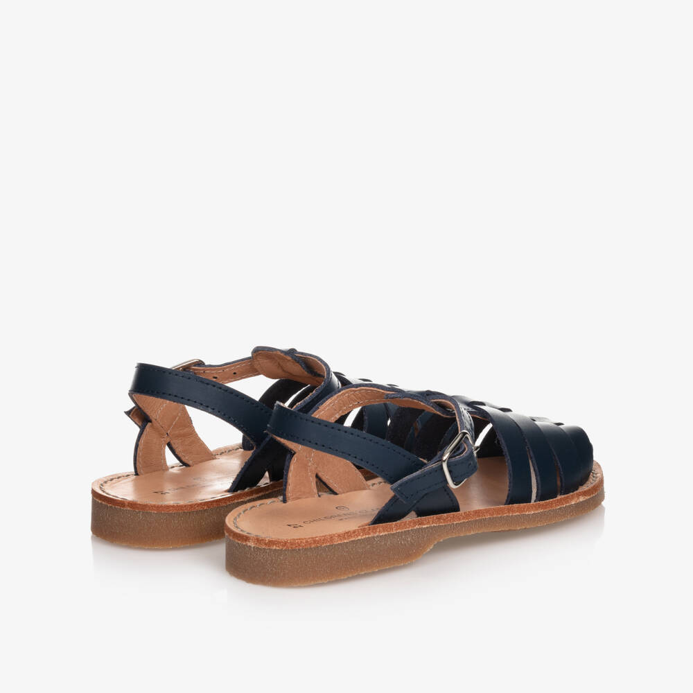 Children's Classics-Navy Blue Leather Closed Toe Sandals | Childrensalon