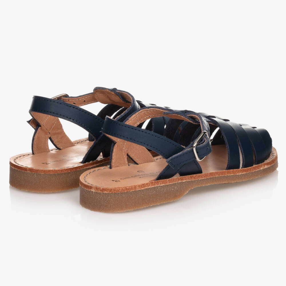 Children's Classics-Navy Blue Leather Closed Toe Sandals | Childrensalon