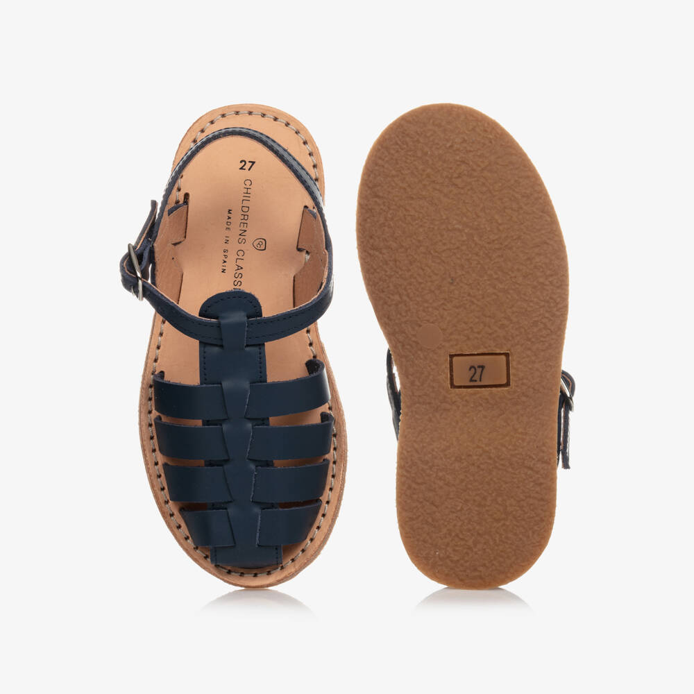 Children's Classics-Navy Blue Leather Closed Toe Sandals | Childrensalon