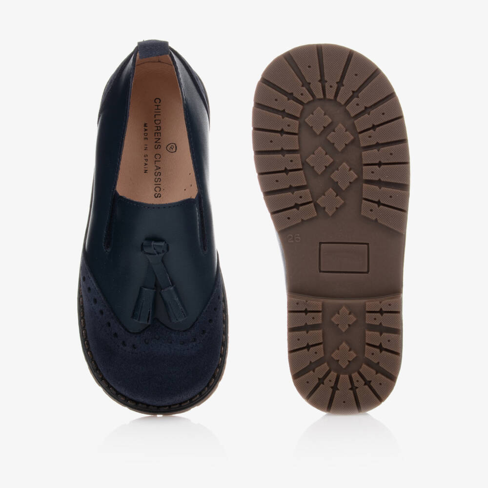 Children's Classics-Navy Blue Leather Loafers | Childrensalon