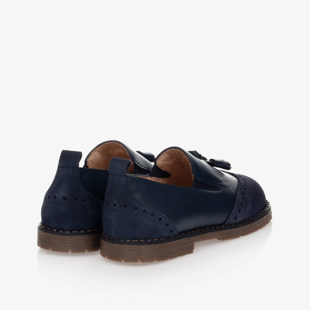 Children's Classics-Navy Blue Leather Loafers | Childrensalon