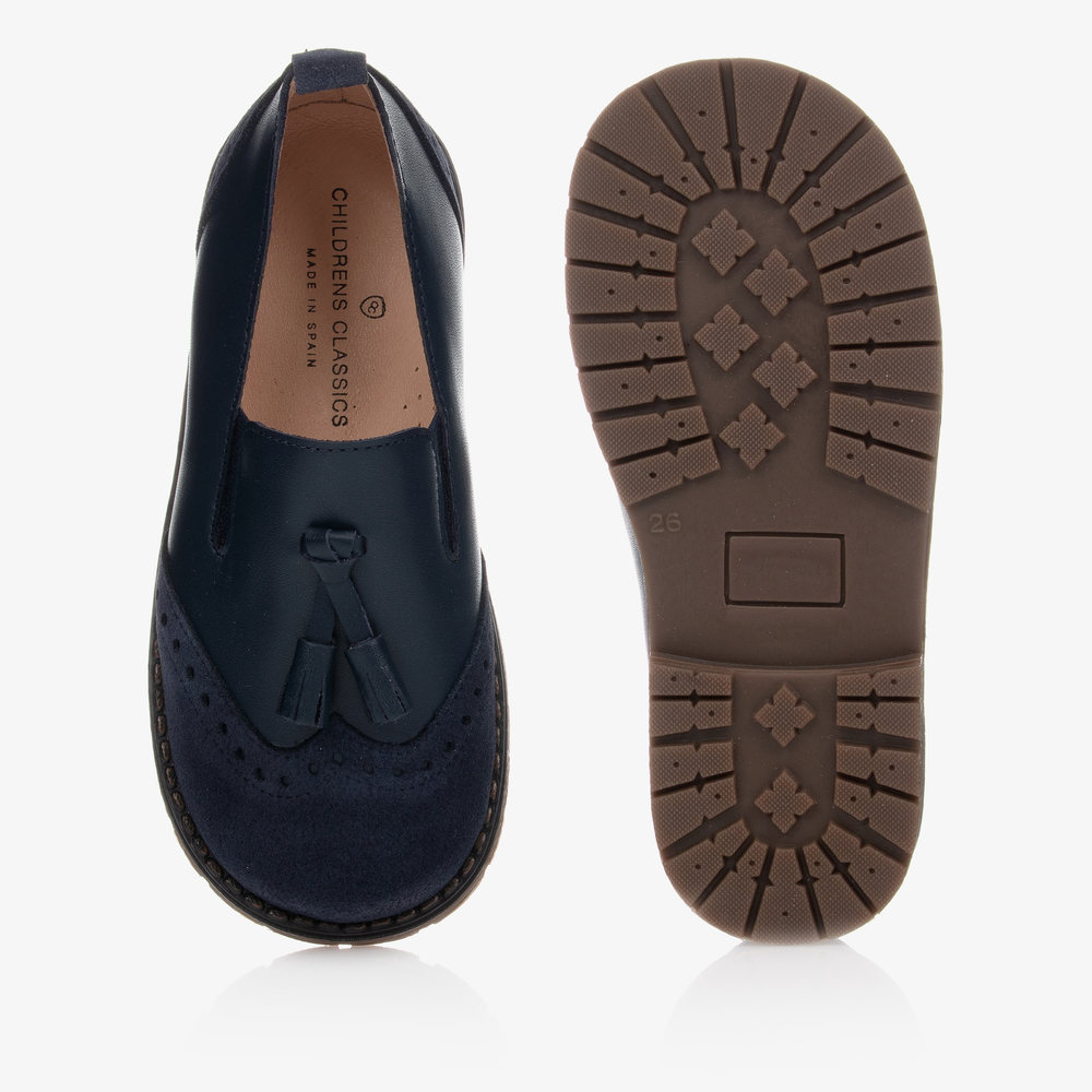 Children's Classics-Navy Blue Leather Loafers | Childrensalon