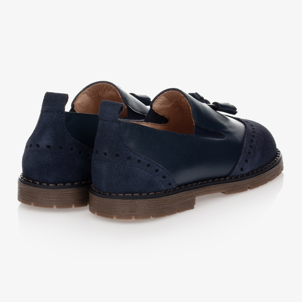 Children's Classics-Navy Blue Leather Loafers | Childrensalon