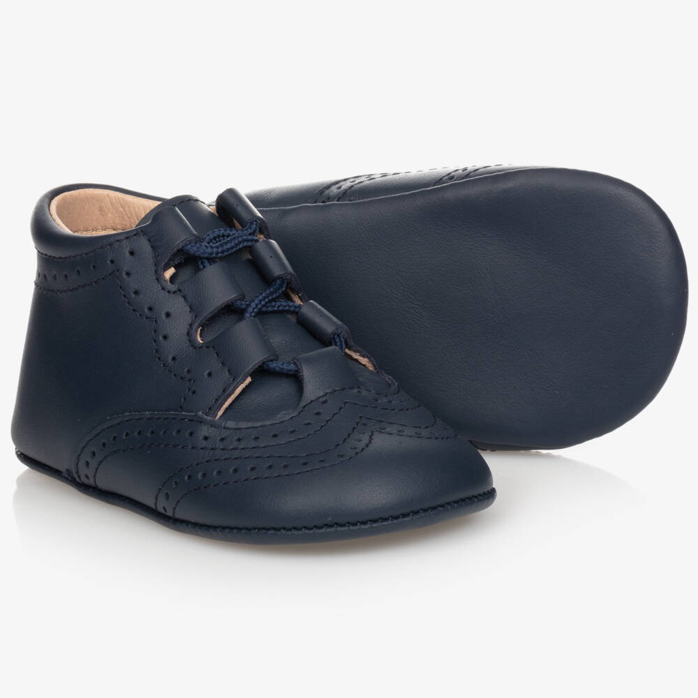 Children's Classics-حذاء جلد لمرحلة قبل المشي لون كحلي للأطفال | Childrensalon