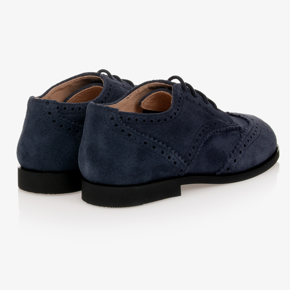 Children's Classics-Navy Blue Suede Brogue Shoes | Childrensalon