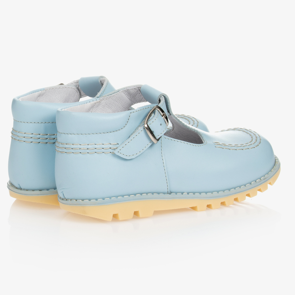Children's Classics-Pale Blue Leather T-Bar Shoes | Childrensalon
