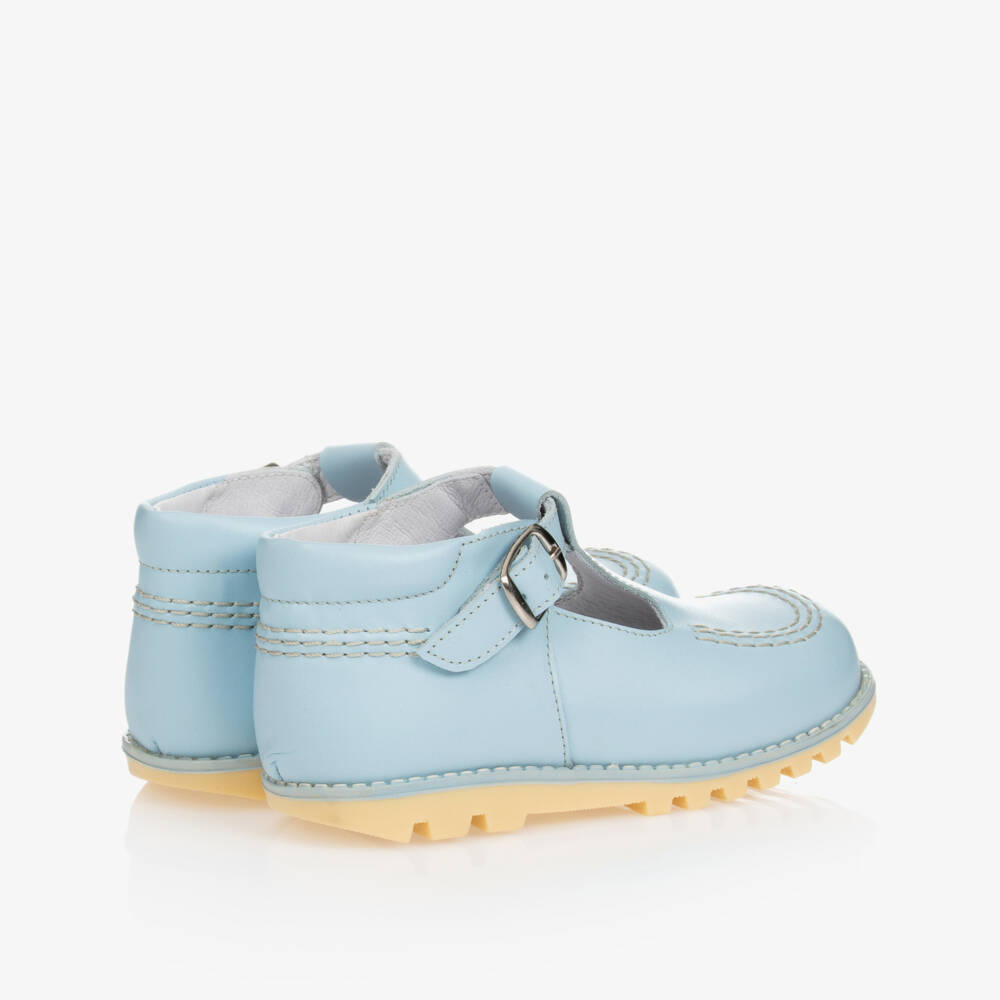 Children's Classics-Pale Blue Leather T-Bar Shoes | Childrensalon