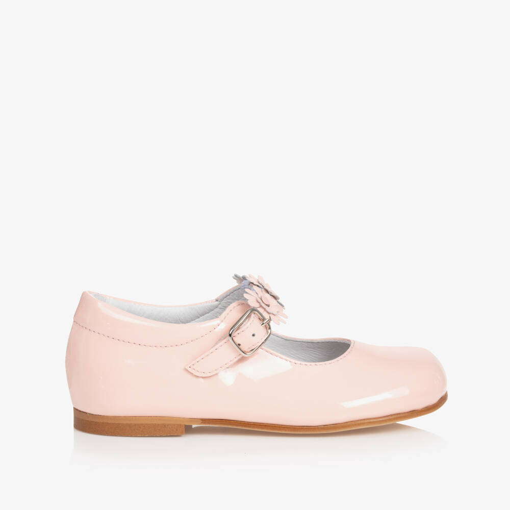 Children's Classics-حذاء جلد لامع مزين بورود لون زهري للبنات | Childrensalon