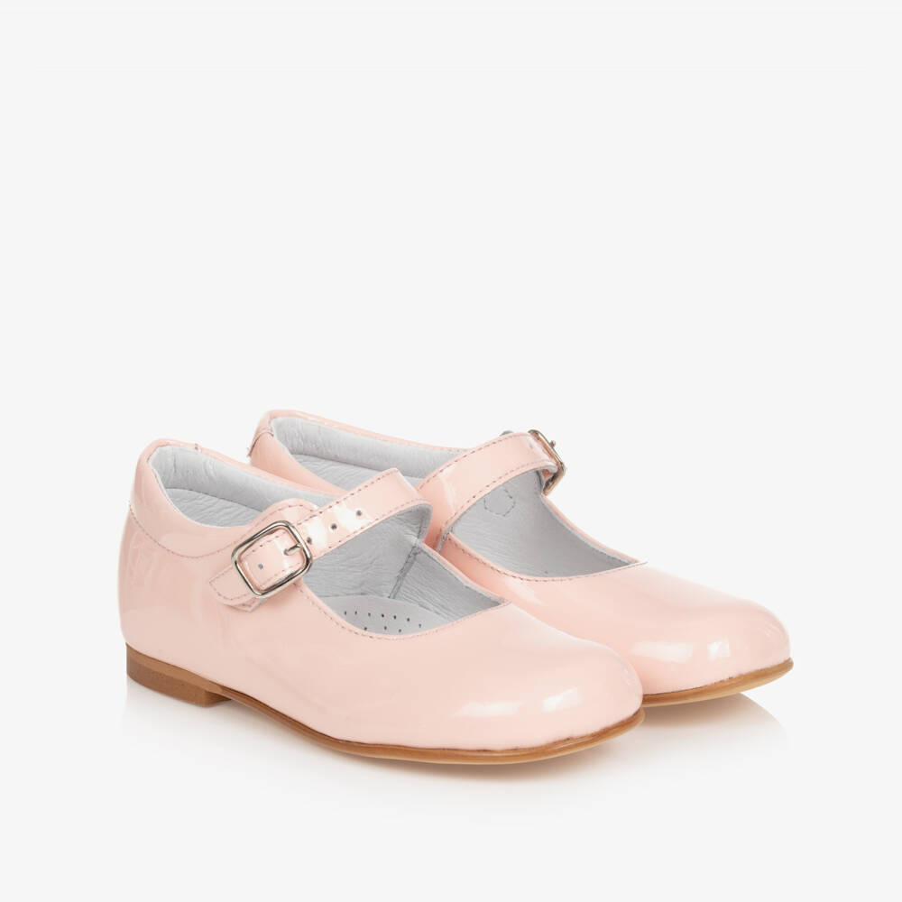 Children's Classics-حذاء جلد لامع مزين بورود لون زهري للبنات | Childrensalon