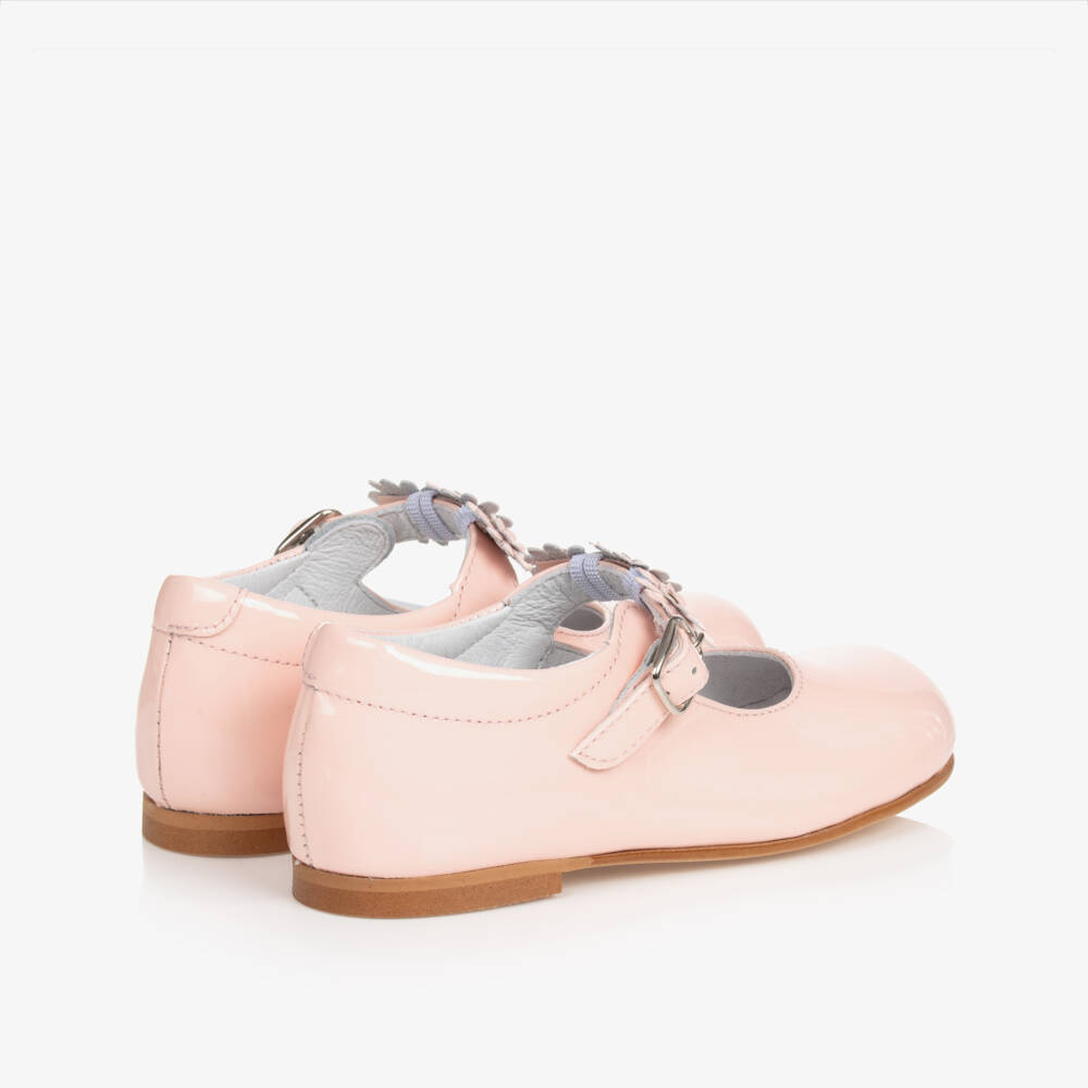 Children's Classics-حذاء جلد لامع مزين بورود لون زهري للبنات | Childrensalon