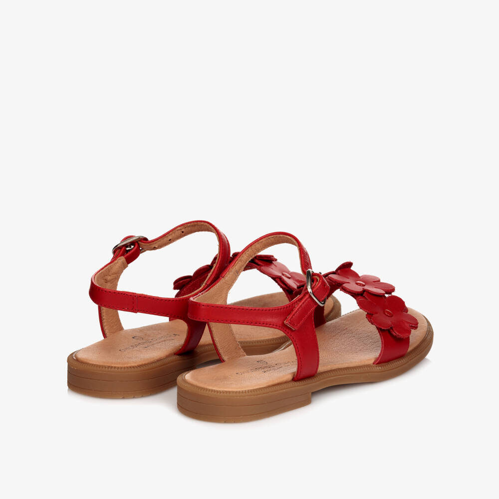 Children's Classics-Red Leather Flower Sandals | Childrensalon