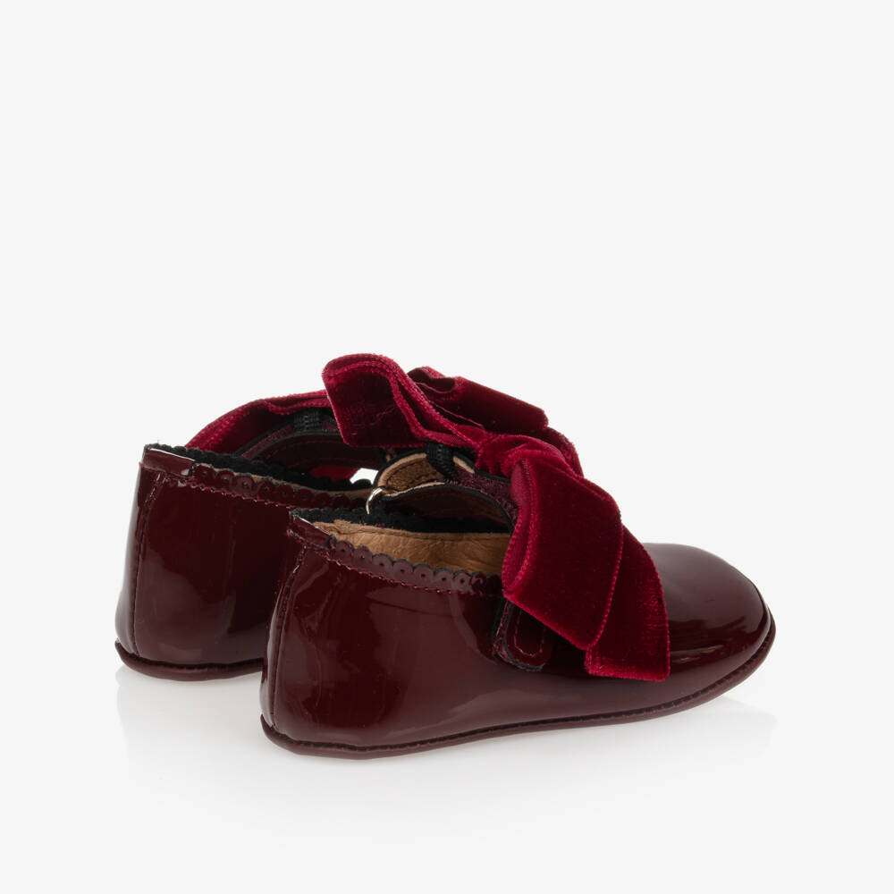 Children's Classics-حذاء جلد لون أحمر لمرحلة ما قبل المشي للمولودات | Childrensalon