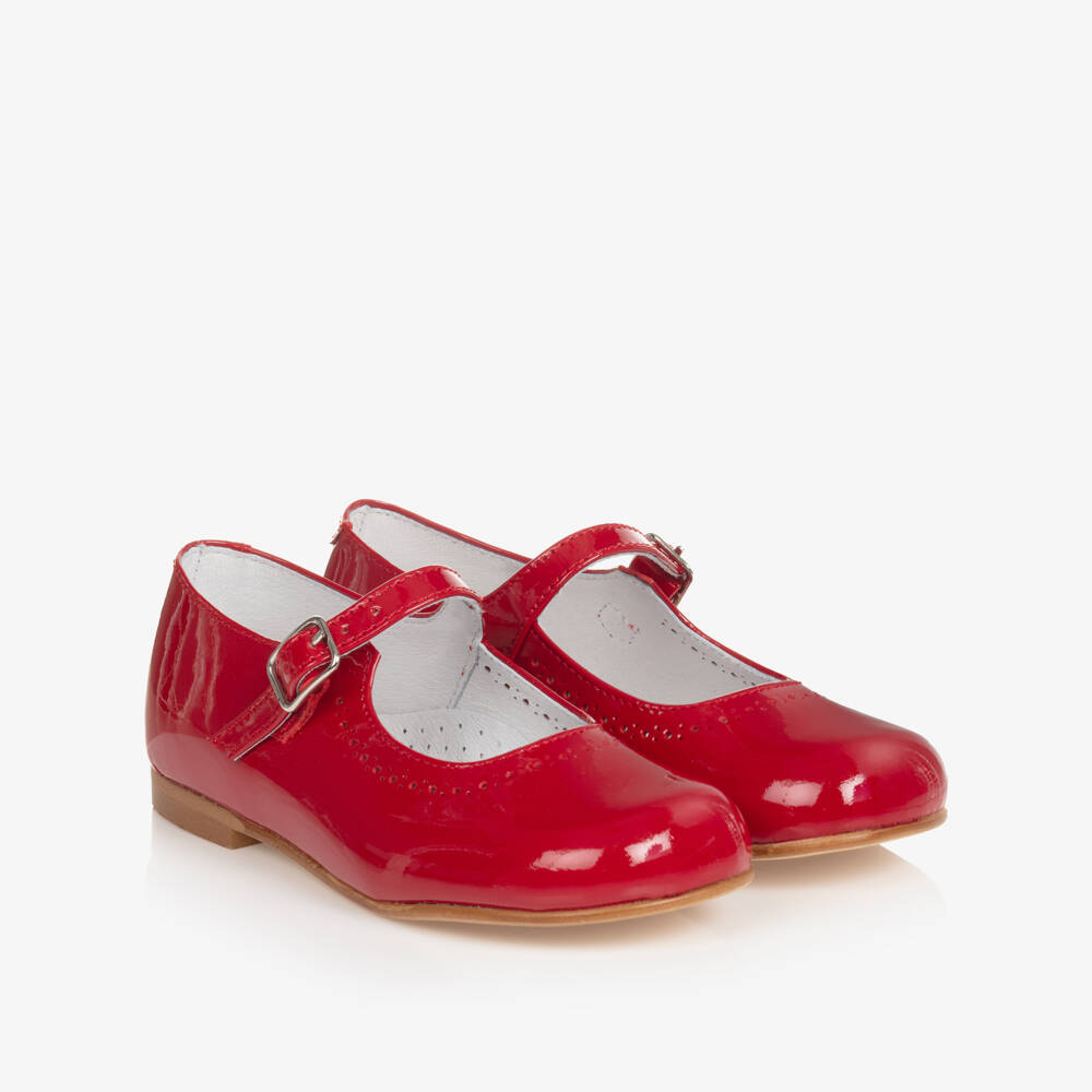 Children's Classics-حذاء ماري جين جلد لامع لون أحمر  | Childrensalon