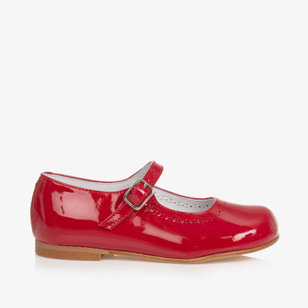 Children's Classics-حذاء ماري جين جلد لامع لون أحمر | Childrensalon