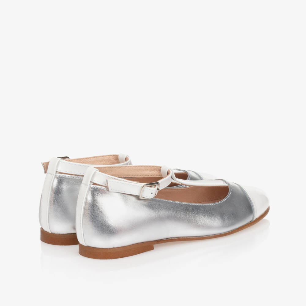 Children's Classics-Silver & White Leather Shoes | Childrensalon
