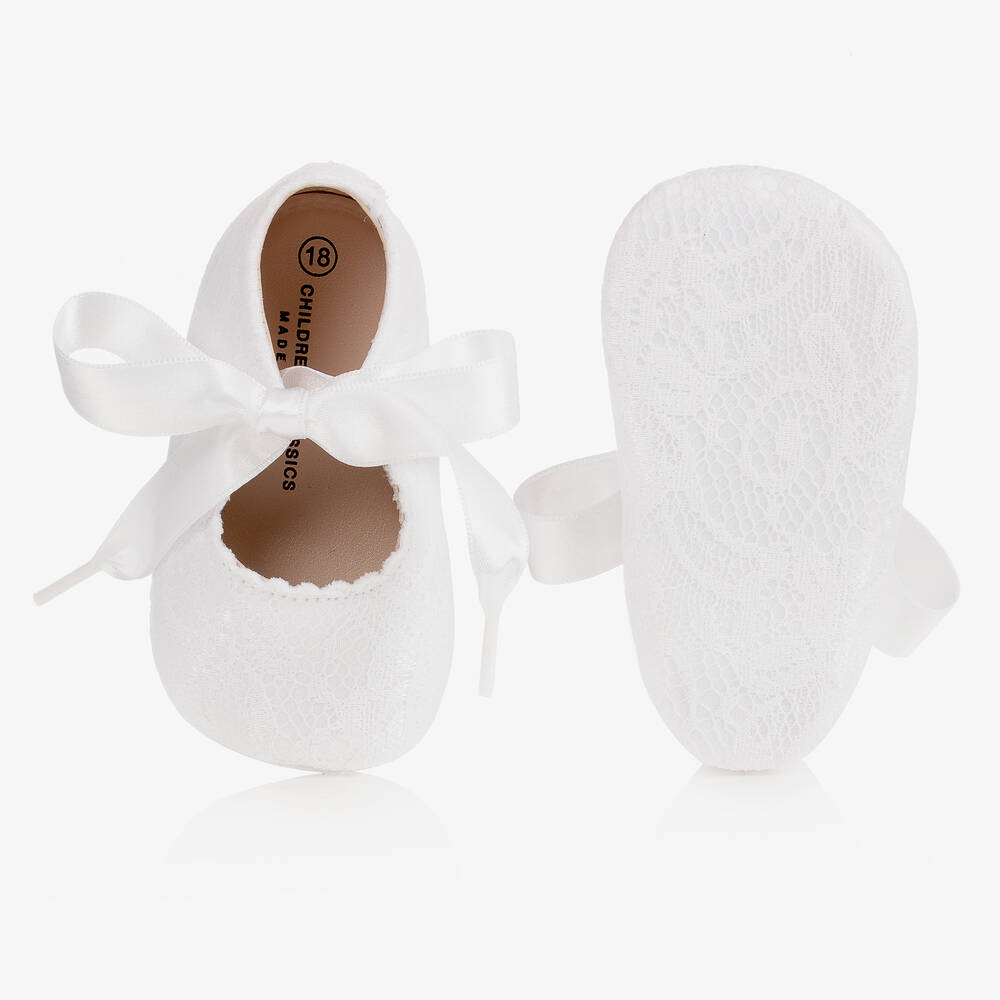 Children's Classics-White Lace Pre-Walker Shoes | Childrensalon