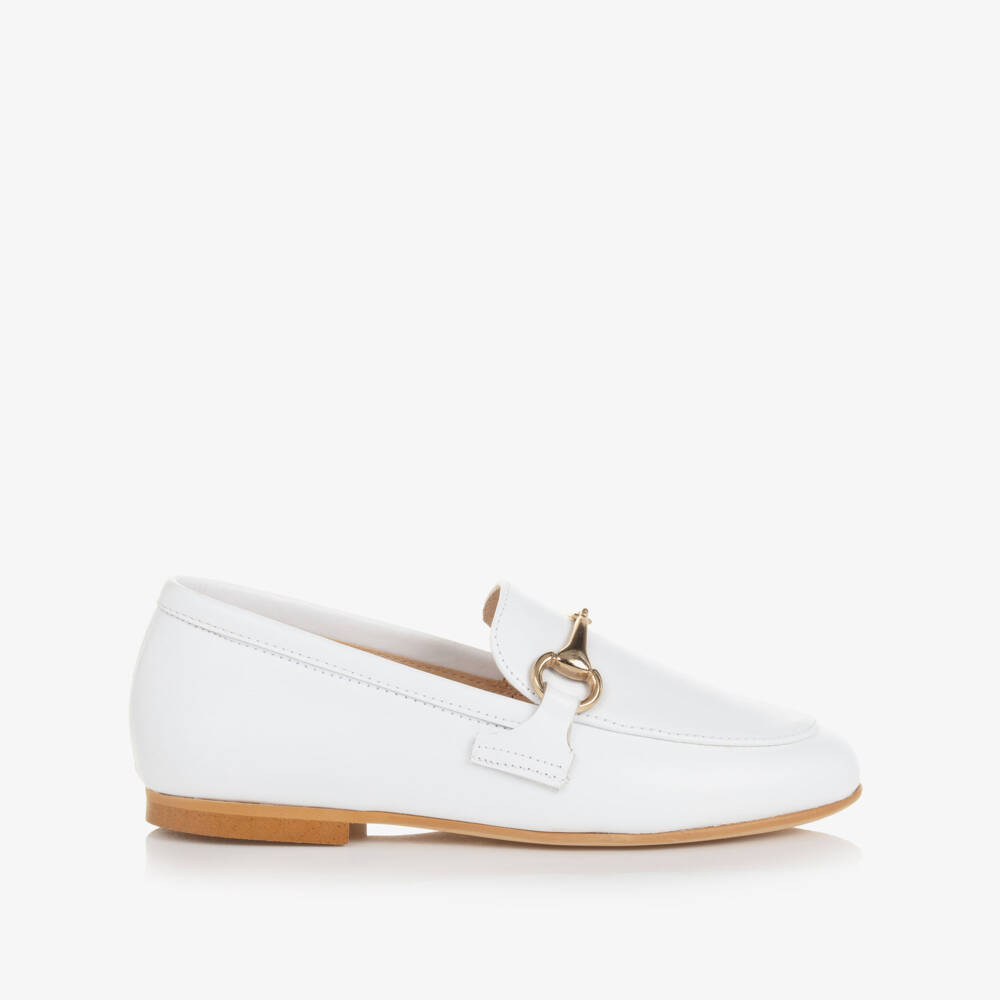 Children's Classics-White Leather Loafers | Childrensalon