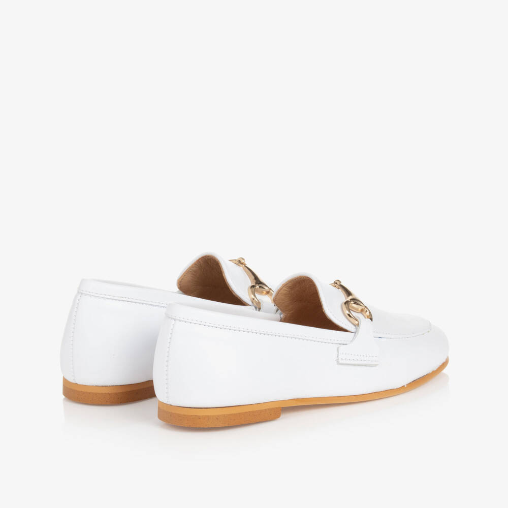 Children's Classics-White Leather Loafers | Childrensalon