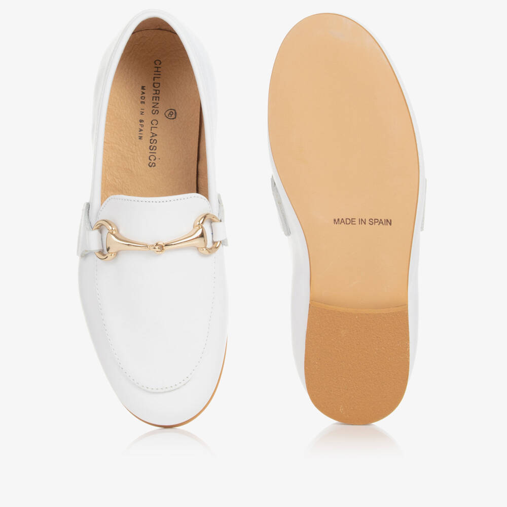 Children's Classics-White Leather Loafers | Childrensalon