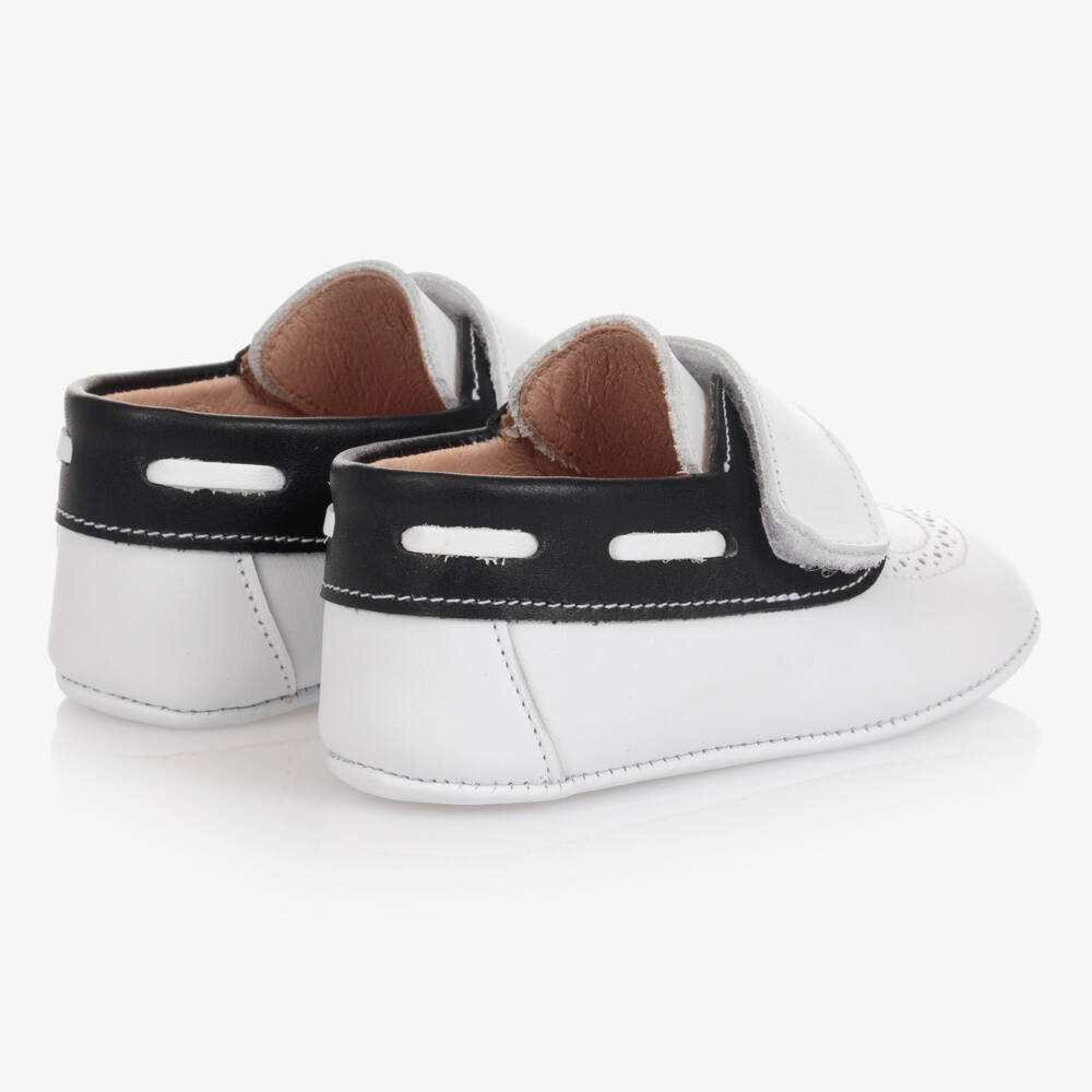 Children's Classics-White Leather Pre-Walker Deck Shoes | Childrensalon
