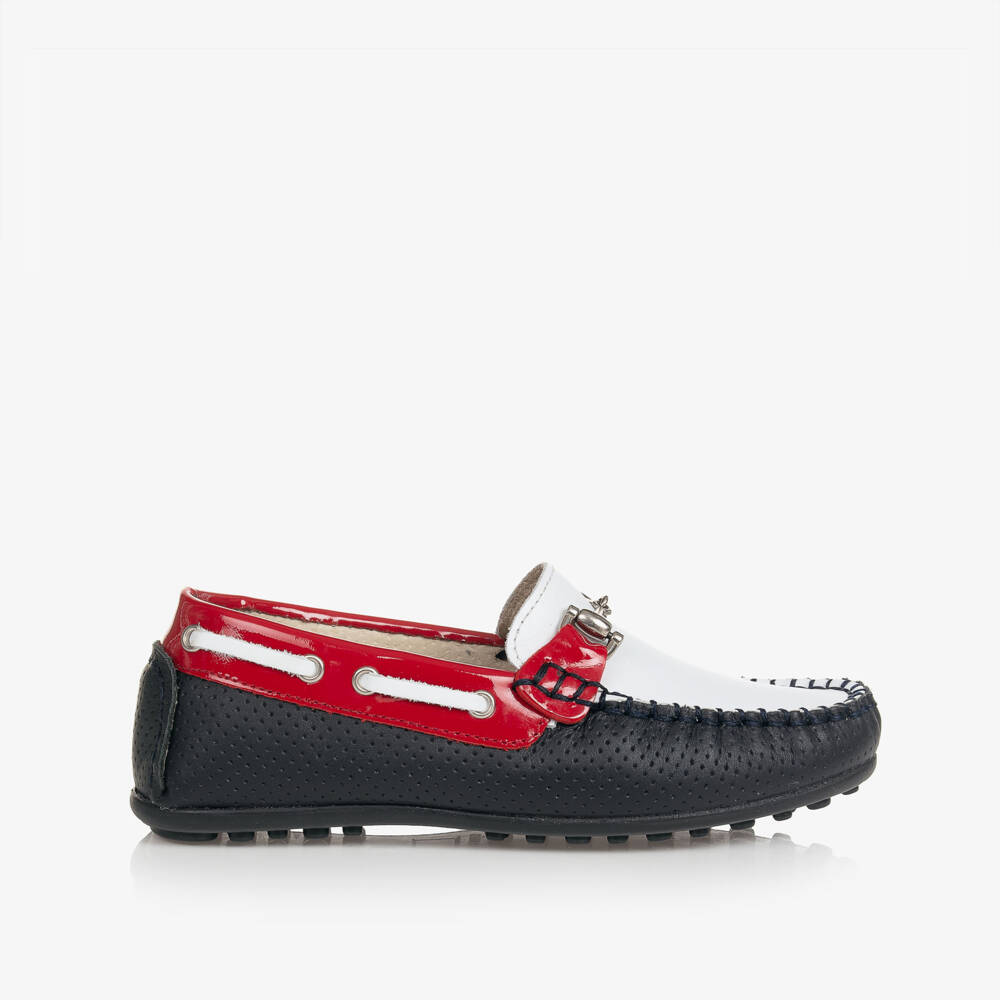 Children's Classics-Бело-синие кожаные туфли | Childrensalon