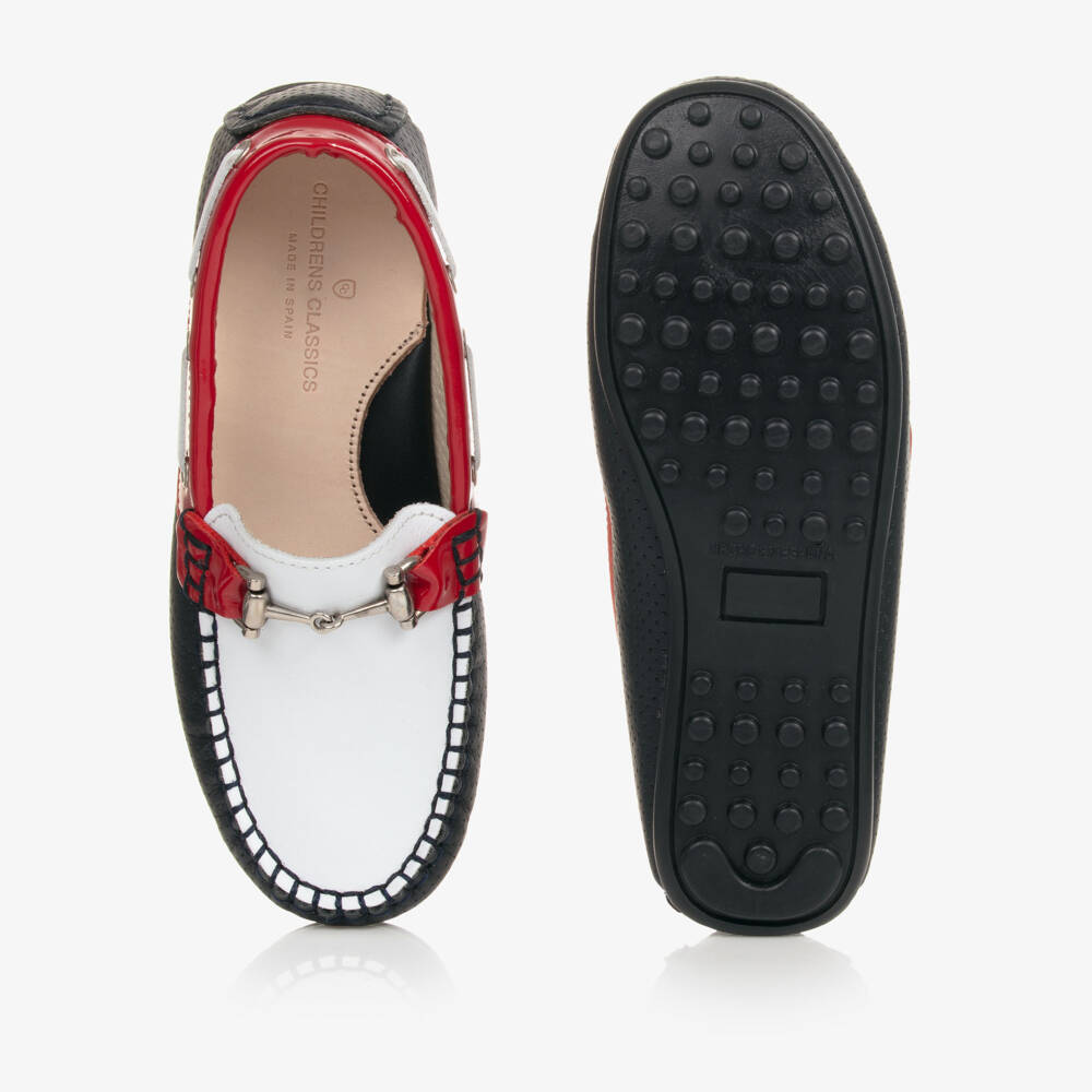 Children's Classics-Бело-синие кожаные туфли | Childrensalon