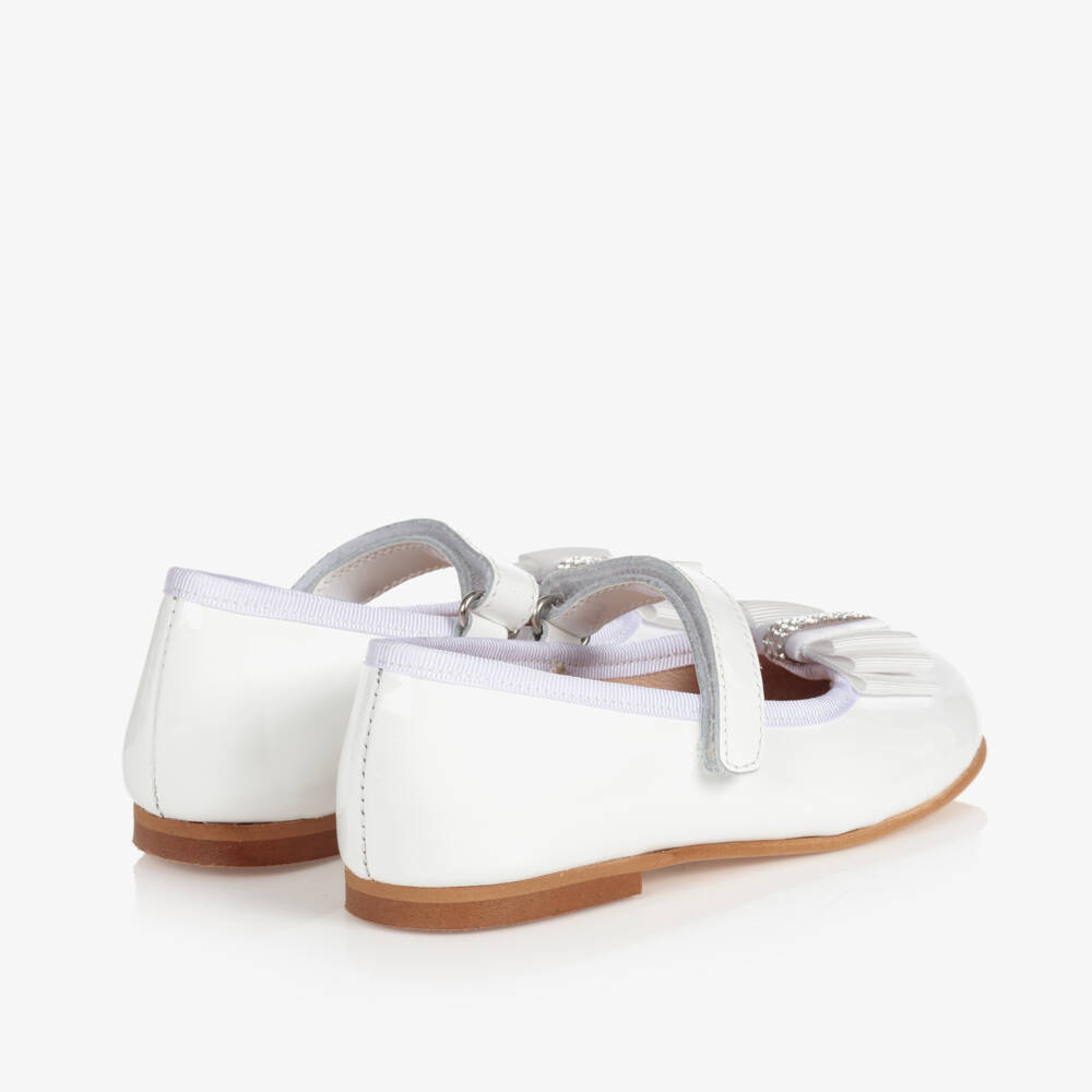 Children's Classics-حذاء بفيونكة جلد لامع لون أبيض  | Childrensalon