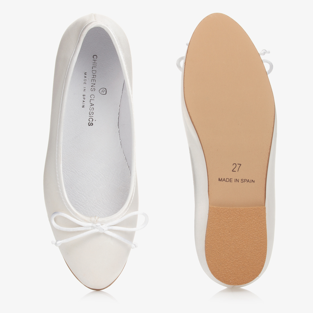 Children's Classics-Белые атласные балетки | Childrensalon