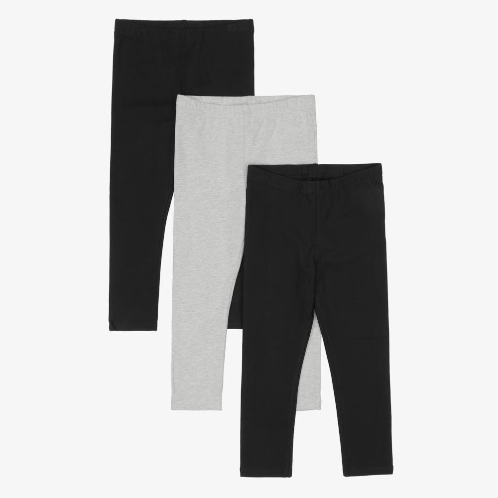 Childrensalon Essentials-Black & Grey Organic Leggings (3 Pack) | Childrensalon