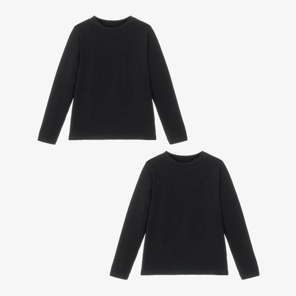 Childrensalon Essentials-Black Organic Cotton Long-Sleeved Tops (2 Pack) | Childrensalon