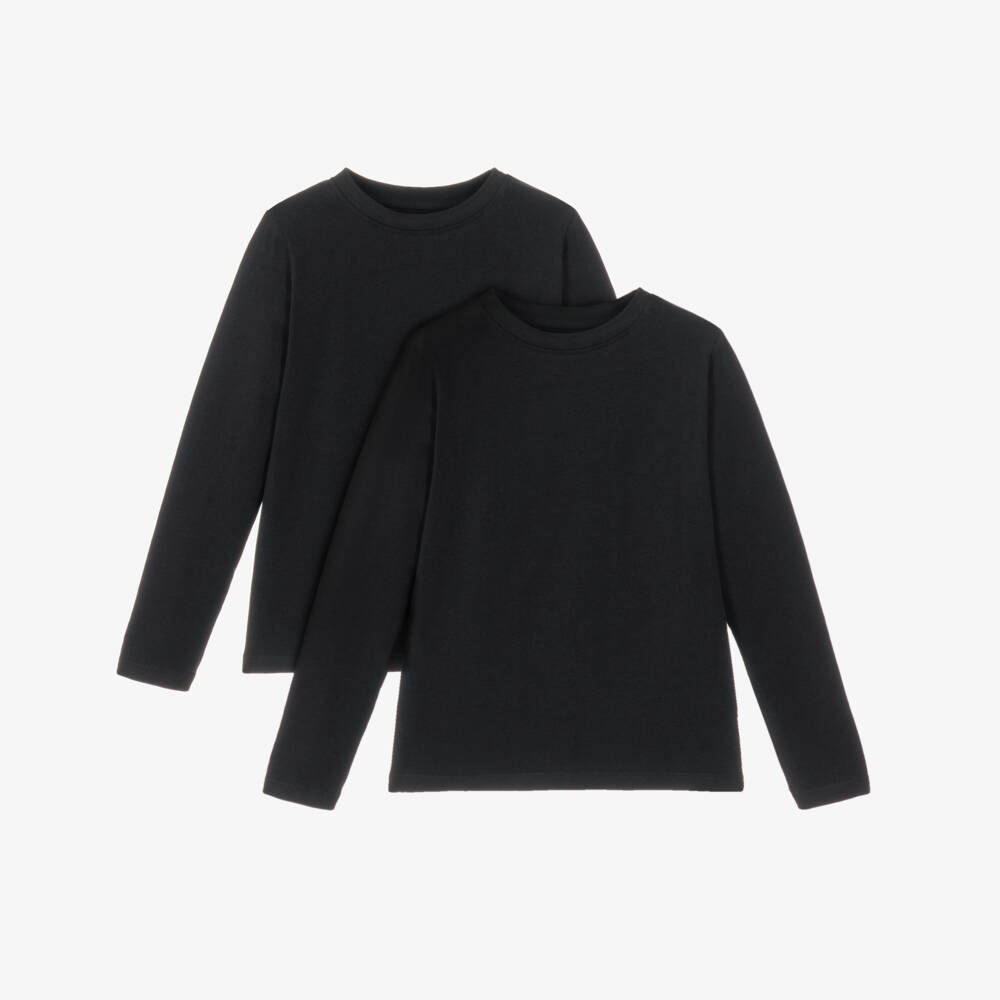 Childrensalon Essentials-Black Organic Cotton Long-Sleeved Tops (2 Pack) | Childrensalon