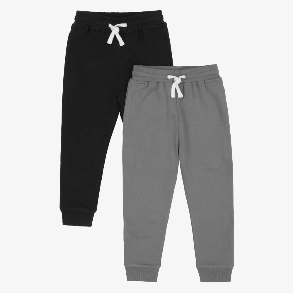 Childrensalon Essentials-بنطلون رياضي قطن لون أسود ورمادي للأولاد (عدد 2) | Childrensalon